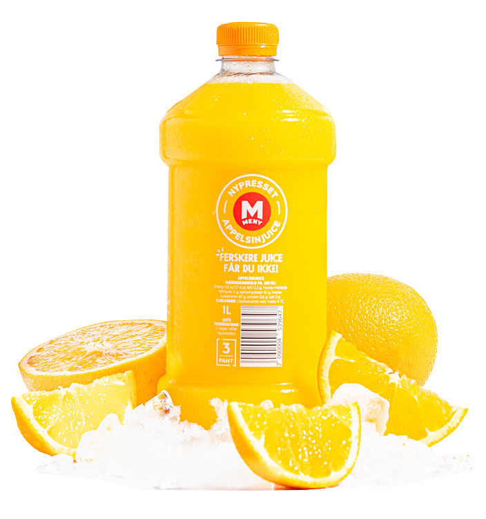 Appelsinjuice Nypresset i Butikk 1,0l flaske +Pant