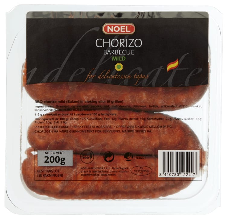 Chorizo Bbq Dulce 200g Noel