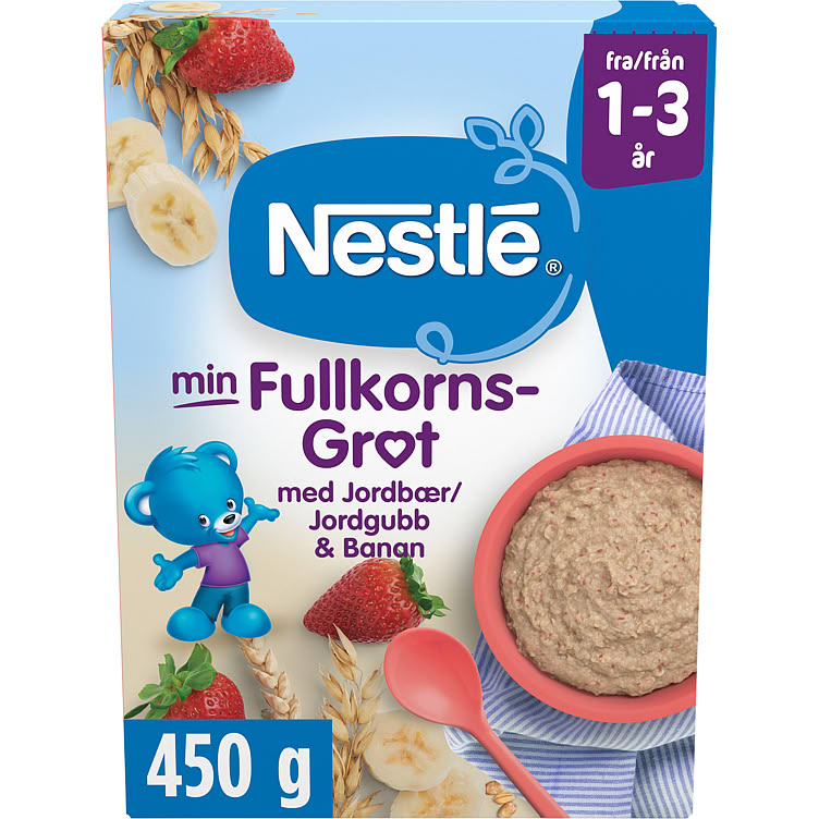 Product Image for Min Fullkornsgrøt Jordbær&Banan 1-3 År 450g Nestle