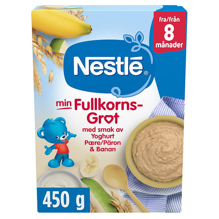Product Image for Min Fullkornsgrøt Yoghurt&Pære&Banan 8m 450g