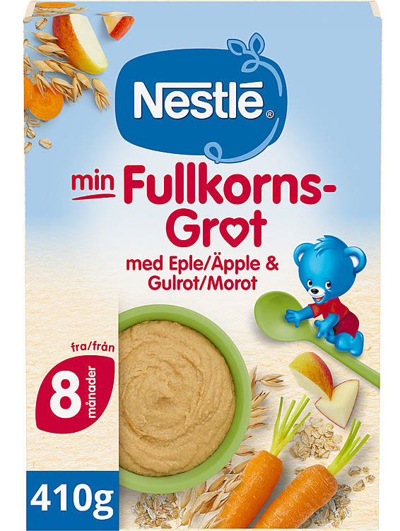 Min Fullkornsgrøt m/Eple&Gulrot 410g 8m Nestlé