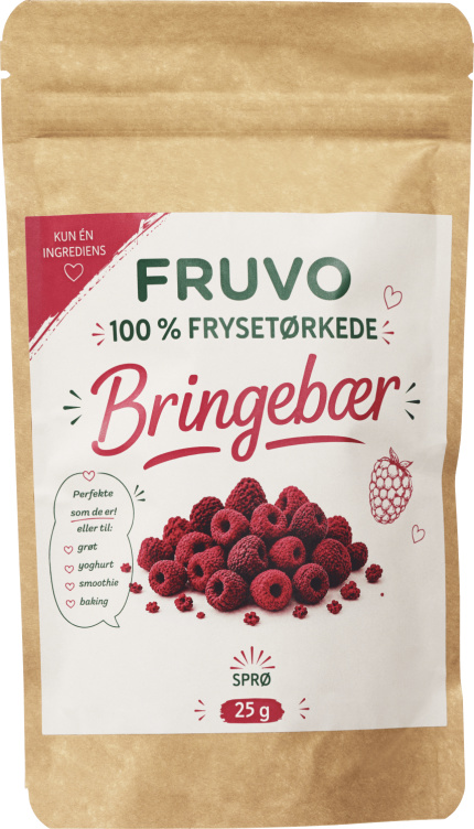 Bringebær Frysetørket 25g Fruvo