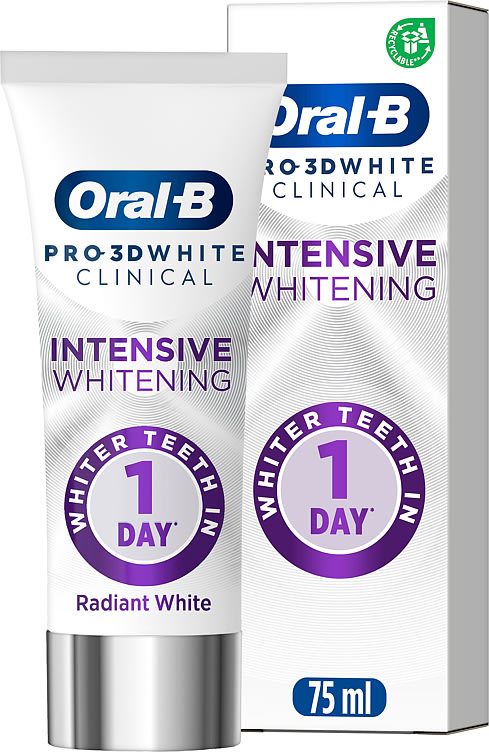 Product Image for Oral-B Tannkrem Pro-3dw Clinical Int White 75ml
