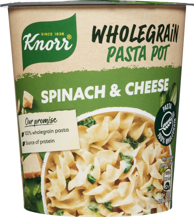 Snack Pot Pasta Spinach&Cheese 60g Knorr