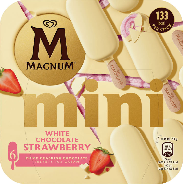 Magnum Småis White Chocolate Strawberry 6x55ml