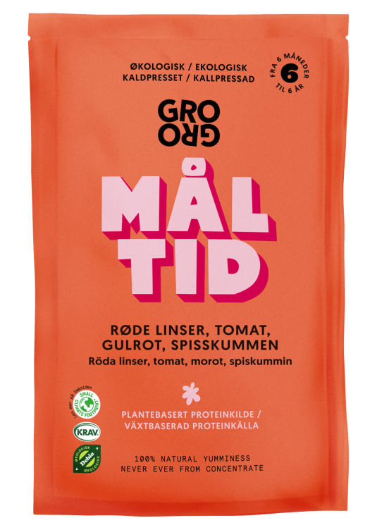 Måltid Linse&Tomat&Gulot 100g Grogro