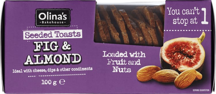 Seeded Toast Fig&Almond 100g Olina's