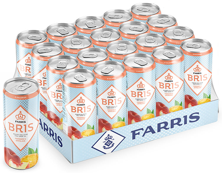 Farris Bris Fersken/Appelsin 0,33l boks Brett