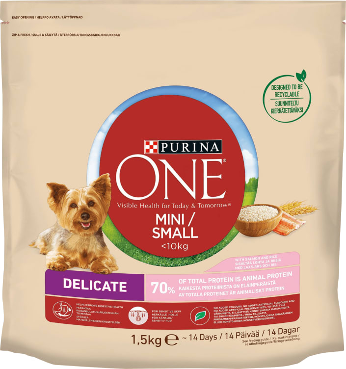 Purina One One Small Dog Delicate 1.5kg Nestle Norge